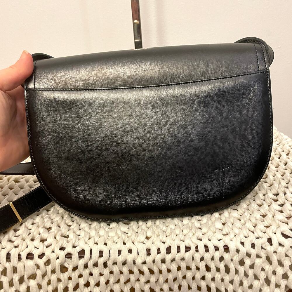 Christian Dior Crossbody Bag Black Vintage Logo Quiet Luxury Etched Leather - Picture 6 of 13